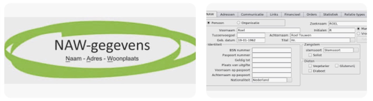 NAW Gegevens in Bedrijven en Organisaties